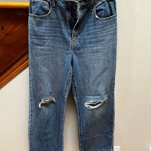 High Rise Distressed Blue Jeans